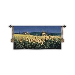 Tuscan Panorama Sunflowers Tapestry Wallhanging Comes With Wall Hanging Rod a...