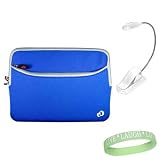Blue Amazon Kindle DX Carrying Sleeve With Extra Pocket + White Ebook Reader Light + Live*Laugh*Love Wrist Band!!! (Kindle DX Not Included)