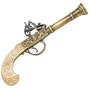 18th Century Double Barrel Flintlock Blunderbuss Pistol with Antiqued Brass/Gold Tone Finish and Faux Ivory Grips - Detailed Replica of Gun Used by Pirates, Military, and Civilians
