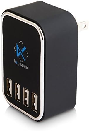 Keyuantai Multiple USB Charger with 22.5W 4 USB ports, Travel Portable Power Adapter for iPhone, Samsung, LG Android Smartphones, iPad and More (Black)