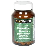 A to Z Naturals ChromeMate GTF Chromium, 200 mcg, Vegetarian, 120 Tablets, (Pack of 4)