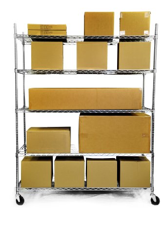 Five Tier NSF Extra Large Commercial Grade Shelving Rack in Chrome