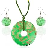 Bright Green And Gold Murano Glass Set