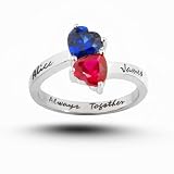 Customized Sterling Silver Couple's Name and Birthstone Ring-available in Size 4 to 14 -Ship in 3 to 4 Weeks