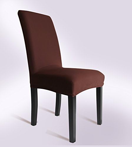 YOKAT Scuba Knit Chair Covers Hotel Party Stretch Chair Cap Dining Chair Slipcover (4, Brown Bubble)