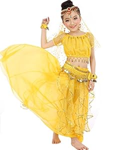 Astage Little Girl`s Girls Belly Dance Carnival Dancing Dress Yellow S-L