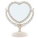 Makeup Mirror, Tabletop Vanity Mirror Double Sided Magnifying Makeup Mirror with 360 Degree Rotation (Heart Shape, Beige)