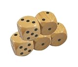 Set of 5 Wood Dice Standard Black Dots- 16mm