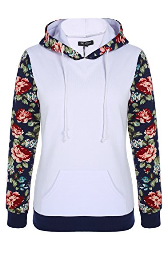 ACEVOG Women's Floral Printed Long Sleeve Hooded Pullover Hoodies Sweatshirt