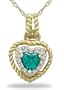 10k Yellow Gold Heart Rope Design Created Emerald and Diamond Pendant (.05 cttw, I-J Color, I2-I3 Clarity), 18"