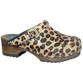 Sanita Women's Safari Open Back Convertible Brown Leopard Fur
