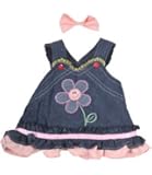 Summer Denim Dress w/Bow Teddy Bear Clothes Outfit Fits Most 14" - 18" Build-a-bear, Vermont Teddy Bears, and Make Your Own Stuffed Animals