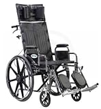 Drive Medical Sentra Reclining Wheelchair with Various Arm Styles and Elevating Legrest, Chrome, 16
