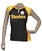 Pittsburgh Steelers Womens Black Two-Toned Split Neck T-Shirt - Medium