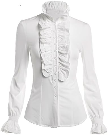 MosocowWomen's Victorian Gothic Shirts Vintage Ruffled Long Sleeve Blouse Tops