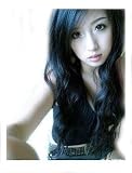 beautiful new human made girl's hair long BLACK wave curly lady full wigs jf010164