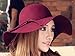Women Elegant Ribbon Band Solid Color Woolen Foldable Floppy Hat Burgundy