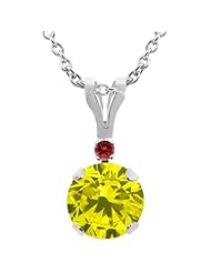 0.82 Ct Round Canary Diamond Cognac Red Diamond 14K White Gold Pendant
