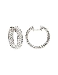 18K White Gold 4 ct. Diamond "In and Out" Hoop Earrings