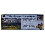 Luciennes Hazelnut Praline Dark Chocolate Bar. Handmade using All Natural Ingredients. 70% Cocoa Chocolate. 1.5 oz.