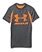 Under Armour Boys' HeatGear Armour Up Digi Fitted Short Sleeve Shirt, Graphite (040)/Traffic Cone Orange, Youth Medium