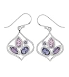 Boma Sterling Silver Amethyst, Light Amethyst and Iolite Cluster Earring