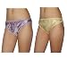 2 PACK: SILK COUTURE Womens Silk Sexy Stretch Brief Panties Underwear / Knickers - Purple & Yellow (Size: L)