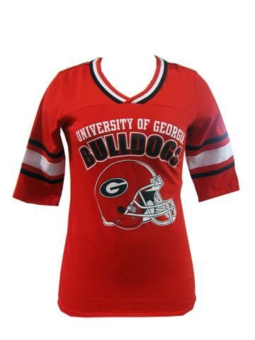 Georgia Bulldogs UGA Women's Jersey Tee With Sleeve Stripes