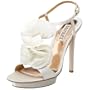 Badgley Mischka Women's Randee T-Strap Sandal, White Satin, 11 M US