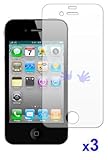 (3 Packs) HHI Crystal Clear Screen Protectors For iPhone 4 (Front)