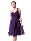Ever Pretty One Shoulder Flowers Padded Ruffles Short Bridesmaid