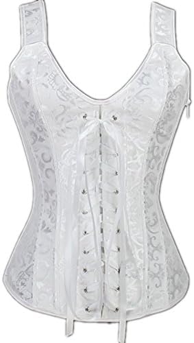 Fashion Women Brocade Corset Beige/white Corset Top Lace up Out Wear Corset