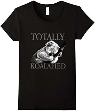 Totally Koalafied Cute Koala Bear Sleeping Punny T-Shirt - Female Large - Black