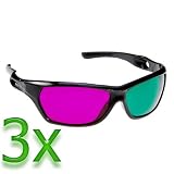 GTMax 3x 3D Magenta/Green Glasses for watching 3D Movies and Playing Games on TV/Monitor Flat Screens