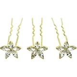 Bling by Wilkening Gold, Large, Marquis-Cut Set of 3 Straight Hair Pins