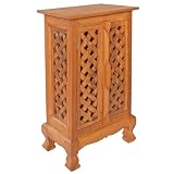 EXP Handmade Asian Furniture - 32" Lattice Panels Storage Cabinet / End Table - Natural Finish