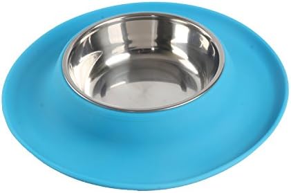 LittleTail Anti-Slip Silicone Edge House Cats Dog No Spill Single Stainless Steel Food Bowl