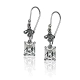 Sterling Silver Marcasite & Cubic Zirconia Dangle Earrings
