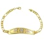 Glamorous 14kt. Gold Plated 7.5" Alluring Flower Figaro Bracelet