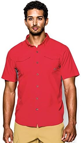 Under Armour Men's UA Iso-Chill Flats Guide Short Sleeve Shirt Large Pomegranate