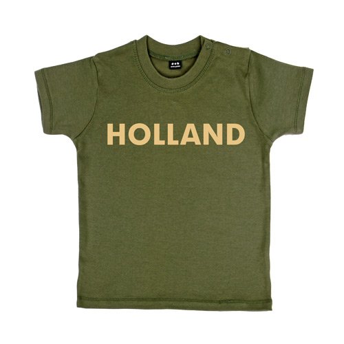 Baby – Kleinkinder T-Shirt – Holland – Textil khaki / Motiv beige Gr. 12-18 Monate
