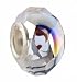 Pandora Style Charm Bead (Z245) Faceted Glass (14mm x 9mm) (Fits Troll too) ~ Gray, Milky White and Black Iridescent