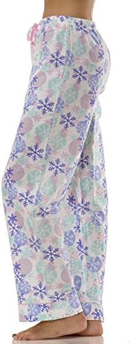 (5580VR) Ava Rose Womens Snowflake Flannel Pajama Pants in Snowflakes Size: S