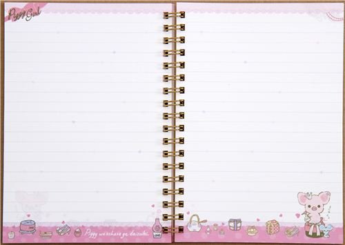 Imagen 3 de Cuaderno de Anillas de la cerdita Piggy Girl con brillantina