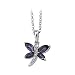 14K White Gold 0.02 ct. Diamond and 3/4 ct. Marquise Cut Amethyst Dragonfly Necklace