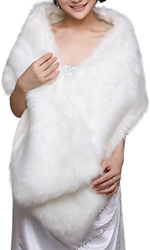 Long Rectangular Faux Fur Shawl Wrap Stole Cape for Women
