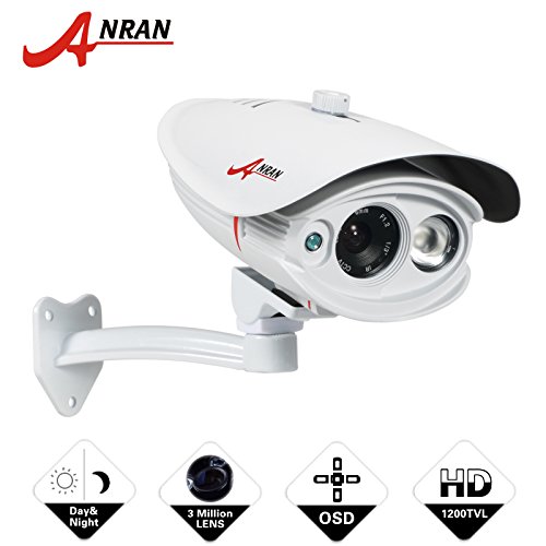ANRAN 1200TVL SONY IMX138 CMOS Sensor High Resolution Array 1 IR Long Range Color Day Night Vision Infrared Security Waterproof Outdoor Surveillance CCTV Camera White