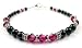 Ruby Bracelets: Sterling Silver Beaded Swarovski Crystal Black Pearl Handmade Bracelets
