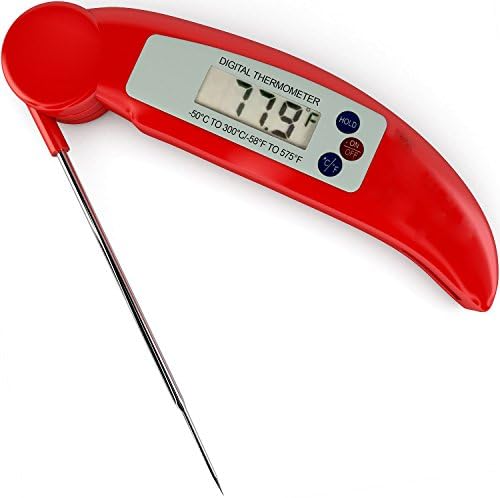 Cooking Thermometer,Diass Instant Read Digital Cooking Thermometer Electronic Meat Thermometer Meat.Ultra Fast BBQ Food Temperature Chart with Collapsible Probe(Red)