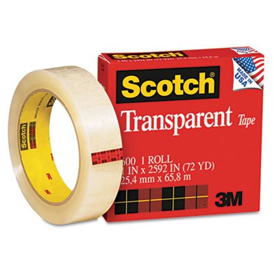 Scotch® Premium Transparent Film Tape 600 Clear, 1 Inch x 72 Yards